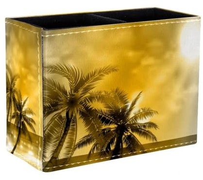 Stifthalter, quadratischer Stifthalter für den Schreibtisch, verträumte goldene Kokosinsel, Stiftebecher, Make-up-Pinselhalter, Ständer, Display, Schreibtisch, Schreibwaren-Organizer für Zuhause,