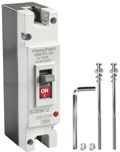 Heschen DC-Leistungsschalter MCCB, 1 polig, DC250V Photovoltaik-Leistungsschalter, für PV-Solaranlage Solarmodule Netzsystem (100A HSM1PV-125)
