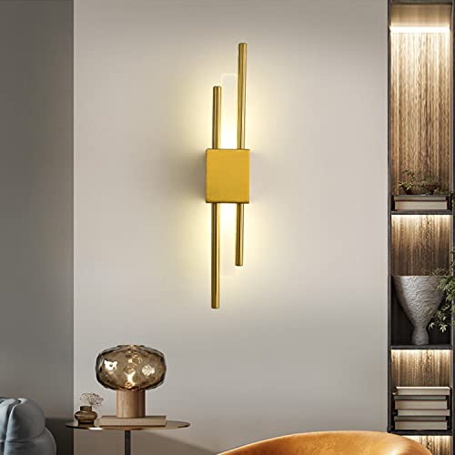 Sxtiger Moderne LED Wandleuchte Innen, 50CM Gold LED Wandlampe Warmweiß 4000K, Acryl & Eisen Lampenkörper, Wandleuchten Für Wohnzimmer Schlafzimmer Badezimmer Küche Flur (Gold)