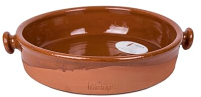 Cazuela de barro redonda ecológica para cocinar de 30 cm. Ideal para guisos y asados caseros
