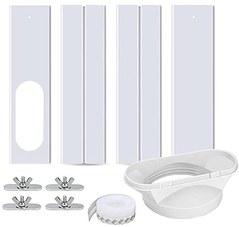 Kit de sellado y adaptador de ventana para aire acondicionado portátil, placas de sellado ajustables para puertas corredizas de vidrio y ventanas, kit de ventilación con accesorio adaptador de