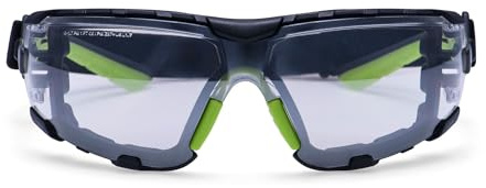 Portwest PS28 Tech Look Pro KN Safety Glasses Wrap Around Protective Eyewear Foam Gasket Elastic Strap Anti Scratch Anti Fog UV Protection Certified PPE