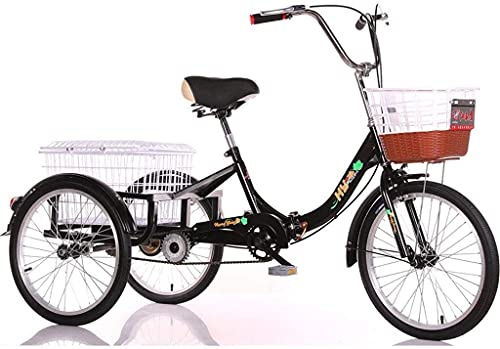 PAGOIAAR Lastdreiräder für Erwachsene, 20 Zoll (50,8 cm), zusammenklappbar, 3 Räder, Dreirad, Erwachsene, Trike, Pedal, mit Doppelbremssystem, Doppelsitz und Ladekorb