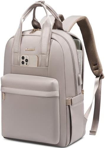 LOVEVOOK Laptop Backpack Womens, 15.6 inch Rucksack Bag for Women, Large Ladies Backpacks Waterproof School Bags with USB Port, Fashion Daypacks Back Pack for Uni College Work Travel, Grey