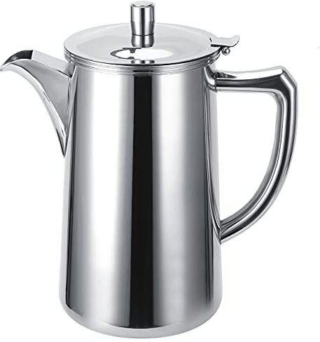 Jarra de agua de acero inoxidable, jarra de agua de metal de 68 onzas con tapa, jarra de café, jarra de leche para el hogar y restaurante para el hogar y el restaurante