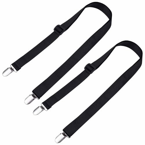 Glove Clips, 2 Pack Adjustable Mitten Clips with Long Elastic Strap for Kids, Toddlers - Black