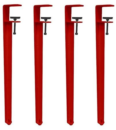Verstellbare Tischbeine in F-Form, Klemme, 4 Stück, Frühstücksbarbeine, Arbeitsplatte, Stützbein für Arbeitstisch, Couchtisch, Bartisch, ohne Bohren, 40 cm, Rot
