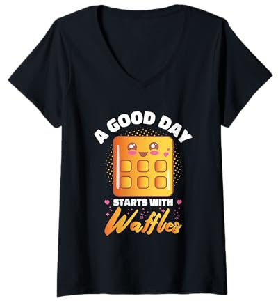 Womens Cute Waffles Apparel For Boys And Girls Waffle Maker V-Neck T-Shirt