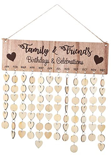 SEWACC 1satz Familien Holz Countdown Kalender Für Geburtstage Und Jubiläen Hängender Erinnerungs Und Festkalender Aus Naturbelassenem Holz Holzscheiben Inklusive Dekorativ Für Zuhause