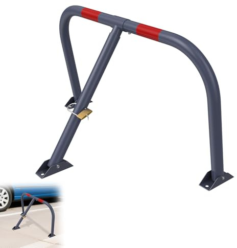 YRHome Parkplatzsperre Klappbar 78x32x44cm Robuster Wetterfest Sperrpfosten Parkpfosten aus Stahl mit Vorhängeschloss - Parkplatzbügel für Absperrung, Grundstück & Einfahrt