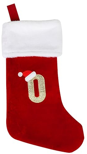 SULOLI Weihnachtsstrumpf,Rote Strumpftaschen,Geschenktüten Weihnachtssocken Zum Aufhängen für Weihnachtsbaum und Heim Deko(O)