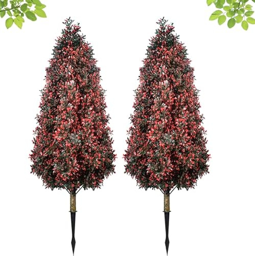 100CM Große Künstlicher Buchbaum Kunstpflanzen,2PCS Buchbaum künstlich Plastik Fake Pflanzen Außen,UV-beständig Kunstbaum Artificial Tree Oudoot für Schlafzimmer Büro Garten