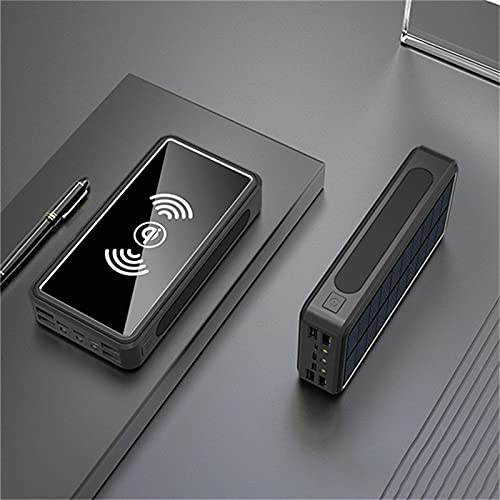 Power Bank,PowerBank Solar Wireless Solar Charger 80000Mah, Solar Quick Charge Qi Wireless Portable Charger with LED Flashlight for Outdoor Camping,Black