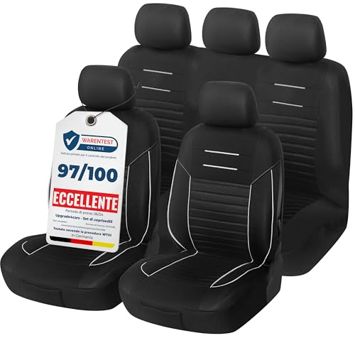 Upgrade4cars Coprisedili Set Universale Versione 2026 Bianco Accessori | Per sedili anteriori & posteriori | adatto alla maggior parte delle auto | Inodore & antiscivolo
