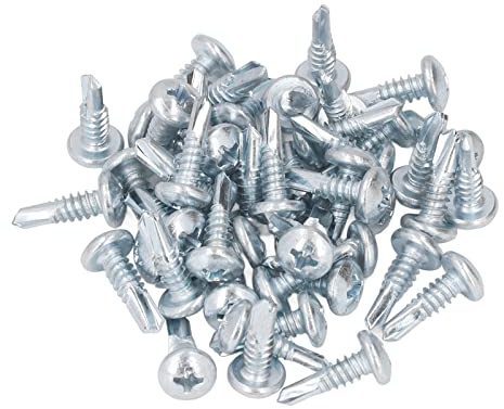 Viti di perforazione auto -cross 4,8x16 mm Galvanizzato in acciaio a carbone a prova piatta Testa roton 50 pezzi per l'installazione di riparazione di mobili per ufficio (Testa rotonda)