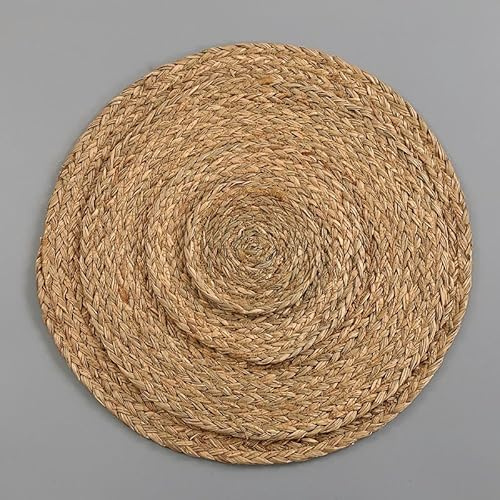 XLANDALYUEFA Manteles Individuales, Redondos o elípticos de 11-36 cm, de cáscara de maíz Natural y Jacinto de Agua, de ratán Trenzado de Paja, y Platos de Mesa Tejidos a Mano.(Water Hyacinth,18cm)