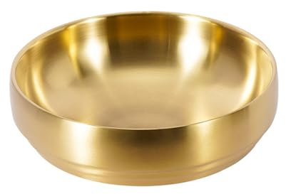 uikios Ensaladera de acero inoxidable con diseño para fideos calientes y comidas familiares, utensilios de cocina con acabado dorado