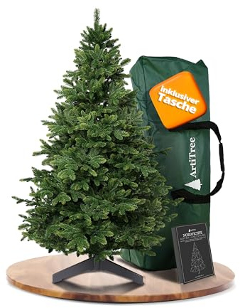 ArtiTree Künstlicher Weihnachtsbaum 150 cm – 100 % Spritzguss Nordmanntanne | Premium Tannenbaum naturgetreu inkl. FSC-Holzständer & Aufbewahrungstasche