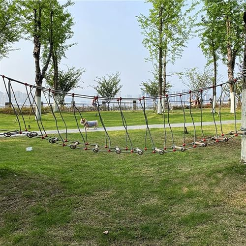 Schaukelbrücke im Freien – Robuste Holzkonstruktion mit dickem Nylonseil, hohe Tragfähigkeit für sicheres Spielen in Kindergärten und Parks
