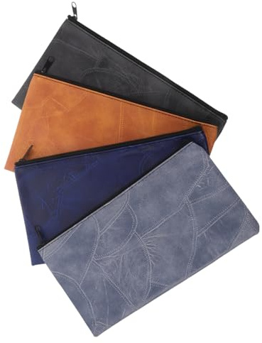 CLISPEED 4pezzi Borsa Per Deposito Bancario Cerniera in Pelle Pu Portafoglio Per Monete Piccola Borsa Per Denaro Custodia Per Trucco Portatile Organizer Per Denaro e Contanti