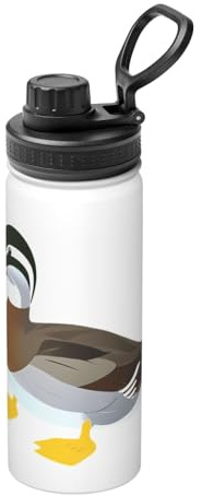 Leisurely Little Duck Bouteille d'eau isotherme en acier inoxydable avec couvercle pour adultes Idéal pour un usage quotidien et les activités de plein air 532 ml