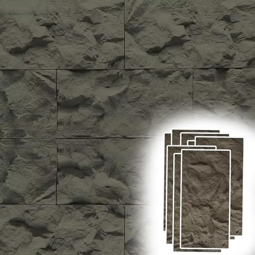 Panneau Mural Decoratif Panneaux Muraux Décoratifs pour Cheminée, Plaque Décorative Murale pour Escalier/Cheminée/Cuisine, Grande Moulure de Papier Peint Texturée(Dark Gray,8 pack)