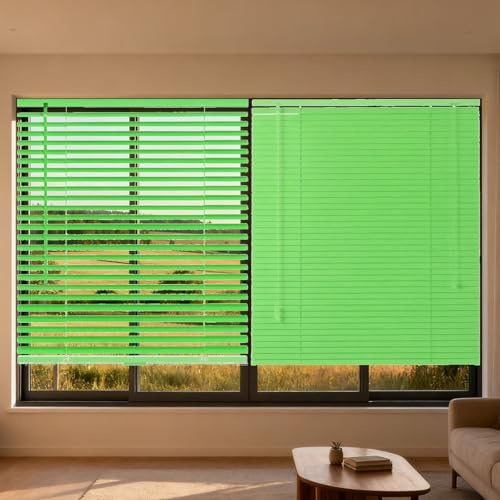 Persianas Venecianas de Aluminio Personalizado, Cortinas el deslumbramiento Horizontales listones 25mm, Estores Aislamiento Térmico para Dormitorio Oficina Cocina, Fáciles De Instalar(Fruit Green)