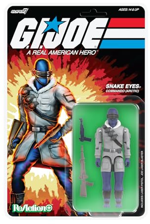 Super7 Reaction+ G.I. Joe Arctic Snake Eyes - 3.75 G.I. Joe Action Figure with Accessories - Classic Cartoon Collectibles and Retro Toys