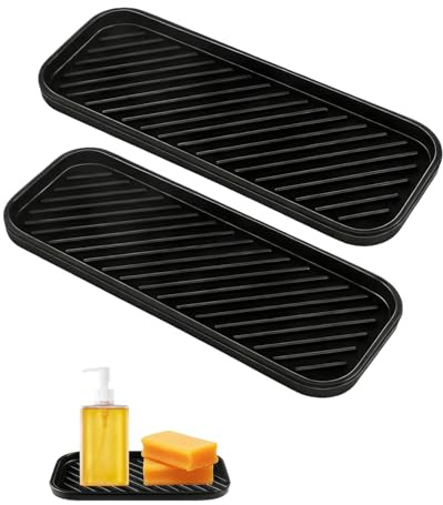 Forevat 2 jaboneras de silicona organizadoras, soporte para esponjas, fregadero, alfombrilla de goteo para cocina, fregadero de secado rápido, organizador estrecho para esponjas, detergentes, jabones