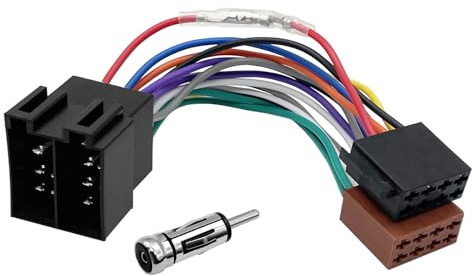 Adaptador de radio para coche con cableado ISO de 16 pines y adaptador de antena DIN – Conector de radio universal para Audi, BMW, VW