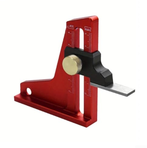 Durashmall Adjustable Table Saw Depth Gauge 0 to 60 mm Metric and Inch Height Measuring Tool for Precise Woodworking Cuts Metal Construction Red Color for Workshop and DIY C