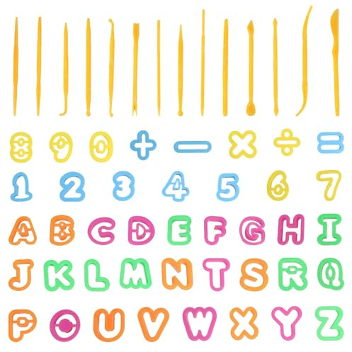 55 PCS Playdough Tools Play Dough Cutters for Learning Letters Number, Alphabet and Number Play Dough Sets for Counting, Alphabet Cookie Cutters Playdough Accessories for Crafting