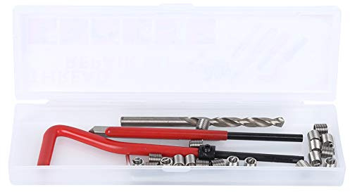 aqxreight Kit di Inserti per Riparazione Filettatura M5 da 25 Pezzi per Set di Strumenti di Filettatura per Ripristino di Fili Metallici con Scatola di Plastica Utensile Manuale per Filetti di