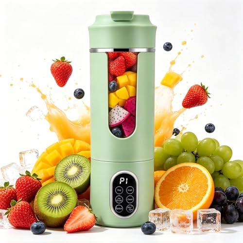 Portable Blender, 530ml Personal Blender for Shake and Smoothies Maker | USB Rechargeable Cordless Mini Blender with 12 Blades, Portable for Travel, Fruit Veggie Juicer Cup for Home, Office, Gym