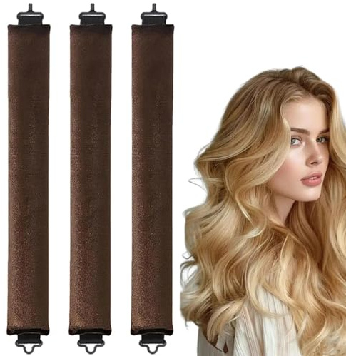 3PCS Heatless Hair Curlers Set, No Heat Overnight Curling Rods for Long Hair, Soft Foam Rollers for Beach Waves & Curls, Gentle Hair Styling Tools for Women & Girls