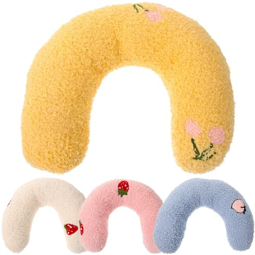 Happyyami Katzenkissen 4 Stück Packung U Förmige Nackenstützkissen für Katzen und Hunde Flauschig und Atmungsaktiv für Entspannten Schlaf und Spielzeit