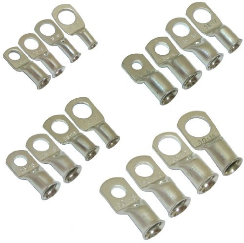 All Trade Direct 96 Mixed Assorted Copper Tube 16Mm 25Mm 35Mm 50Mm Battery Starter Cable Welding Ring Lug