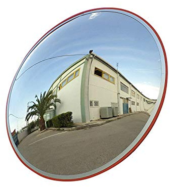 SCM-60-i Miroir convexe de la circulation, incassable, diamètre 60 cm, pour la sécurité routière et de la sécurité du magasin avec support de fixation murale réglable.