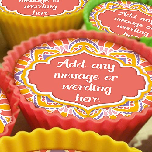 Eid Mubarak Mandala Ornament - 20 x 5cm Personalised Edible Cupcake Toppers on Premium Icing