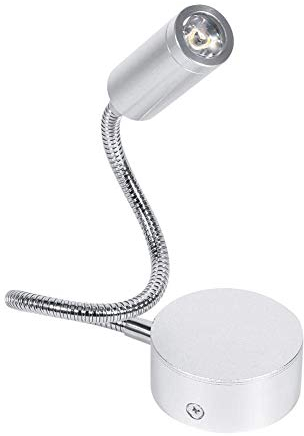 FTVOGUE Lampada da lettura a parete con luce flessibile a collo di cigno Lampada da letto a luce bianca calda/fredda AC85-265V 1W / 3W(warm white(3500k)-1W)