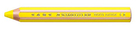 STAEDTLER Noris junior 140 Buntstifte 3 in 1 – Gelb, 6 Stück | Dicke Buntstifte für Papier & Glas, bruchsicher – für Kinder – Art.-Nr. 140-1