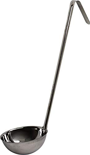 Professional Stainless Steel Heavy Duty Cooking Soup Ladle Long Handle with Hook (6oz)