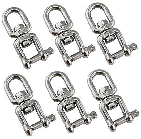 POFET 6Pcs 4mm Heavy Duty 304 Stainless Steel Swivel Ring Snap Rolling Shackle Device