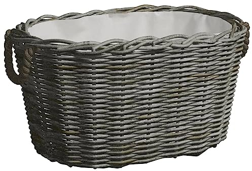 vidaXL Panier à Bois de Chauffage avec Poignées Porte-bûches Rangement Transport Panier à Linge Stockage de Légumes Foyer 59x42x28 cm Gris Saule