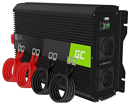 Green Cell Pro 2000W/4000W 12V a 220V/230V Onda sinusoidal modificada Inversor de Corriente DC AC Power Inverter Transformador de Voltaje para Coche Camion con Puerto USB