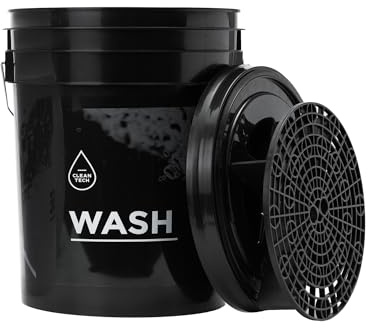 CLEANTECH CO Autowascheimer 20L mit Schmutzsieb & Deckel – ideal für Unterwegs & Detailing - WASH - schwarz
