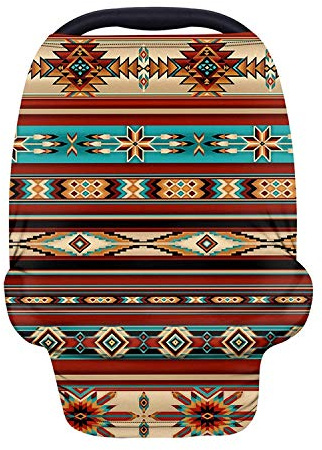 Binienty Baby-Autositzbezug im Azteken-Stil, ethnisch, geometrisches Design, dehnbar, für Kinderwagen / Hochstuhl / Stillen