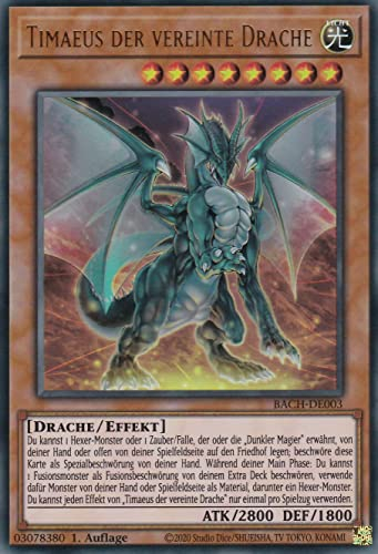 TCG BACH-DE003 - Timaeus der vereinte Drache - Ultra Rare - Deutsch - 1. Auflage - im Set mit Ultrapro Toploader - Yugioh