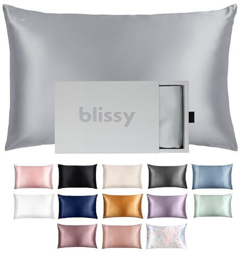 Blissy Silk Pillowcase - 100% Pure Mulberry Silk - 22 Momme 6A High-Grade Fibers - Satin Pillow Cover for Hair & Skin - Regular, Queen & King with Hidden Zipper