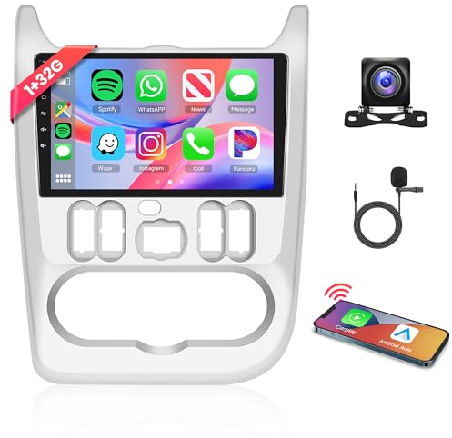 1G+32G Wireless Carplay Android 13 Autoradio 2 Din für Renault Logan 1 Sandero 2009-2015 Largus Dacia Duster 9 Zoll Autoradio mit Android Auto Navi GPS WiFi Bluetooth FM/RDS/HiFi/SWC Rückfahrkamera